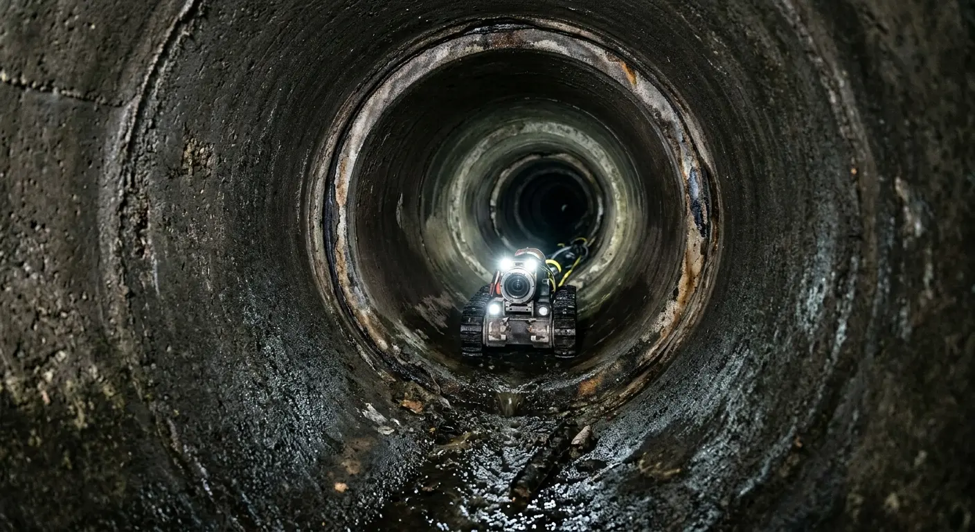 Robotic sewer camera inspecting pipe interior for Drain Snake Service in Clarks Summit